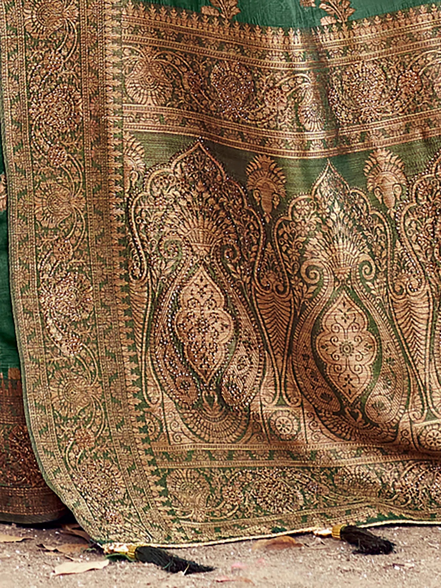 Green Organza Saree - Woven Design | Indian Sarees