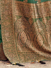 Women's Organza Green Woven Design Celebrity Saree With Blouse Piece-TANABANA110