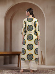 Stylum Women's Teal Bandhej Printed Cotton Straight Kurta (TEALCHEF)