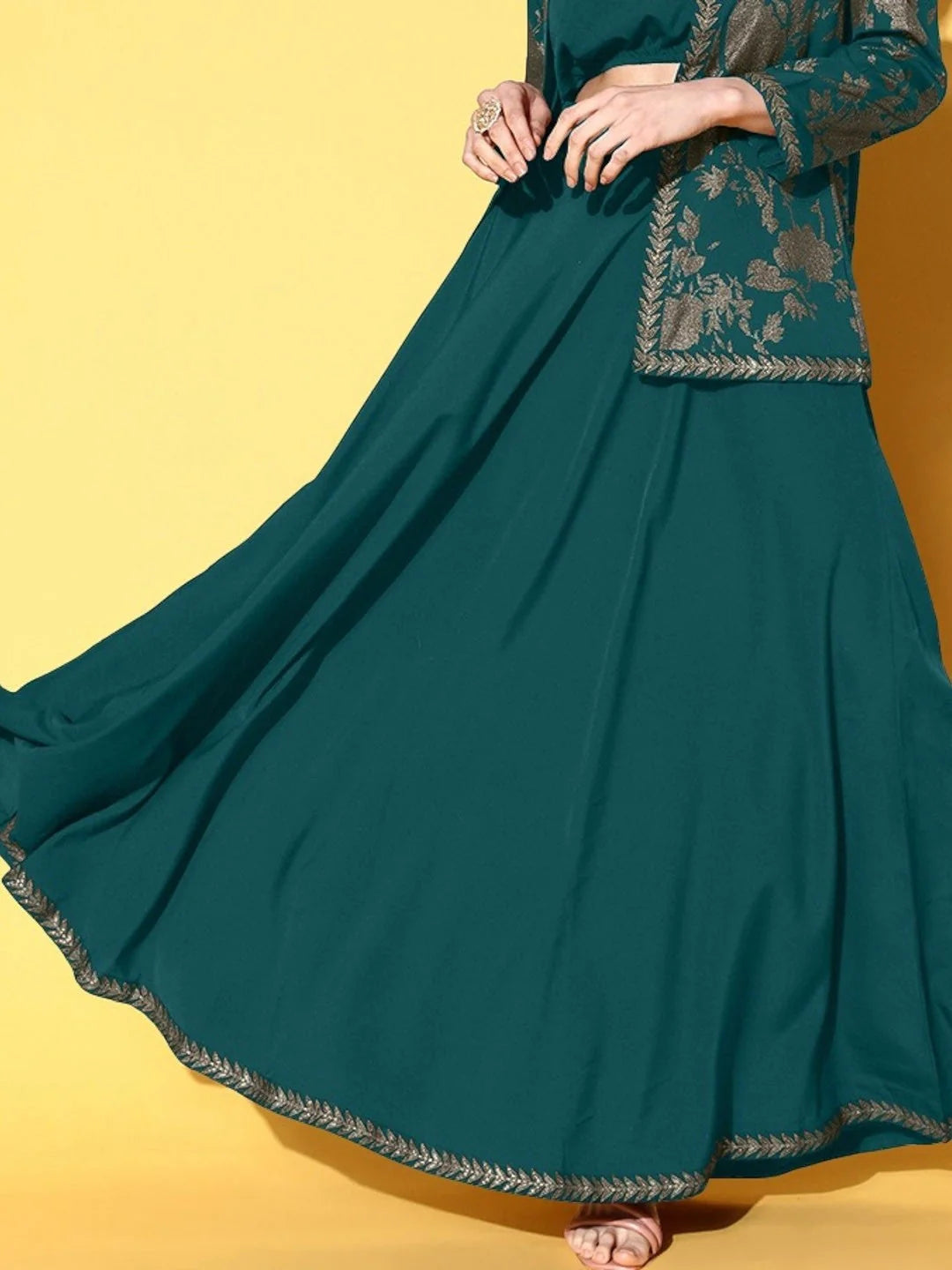 Solid Flared Maxi Skirt - Women's Ethnic and Traditional Skirts