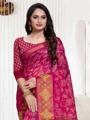 Women's Satin Teal Blue Digital Print Designer Saree With Blouse Piece-KLORA332001