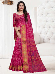 Women's Satin Teal Blue Digital Print Designer Saree With Blouse Piece-KLORA332001