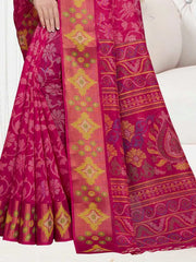 Women's Satin Teal Blue Digital Print Designer Saree With Blouse Piece-KLORA332001