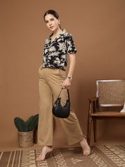 Stylum Women's Black Floral Printed Cotton Crop Top (TOPBLACKZEMINI)