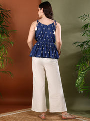 Stylum Women's Blue Floral Printed Rayon Short Peplum Top (TOPBLUERAMYA)
