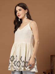 Stylum Women's Cream Solid Rayon Empire Top (TOPCREAMDAME)