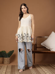 Stylum Women's Cream Solid Rayon Empire Top (TOPCREAMDAME)