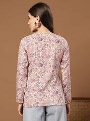Stylum Women's Cream Floral Printed Cotton Straight Top (TOPCREAMMILD)