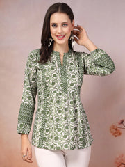 Women's Floral Printed Cotton Top-TOPGREENVENUS