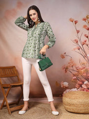 Women's Floral Printed Cotton Top-TOPGREENVENUS