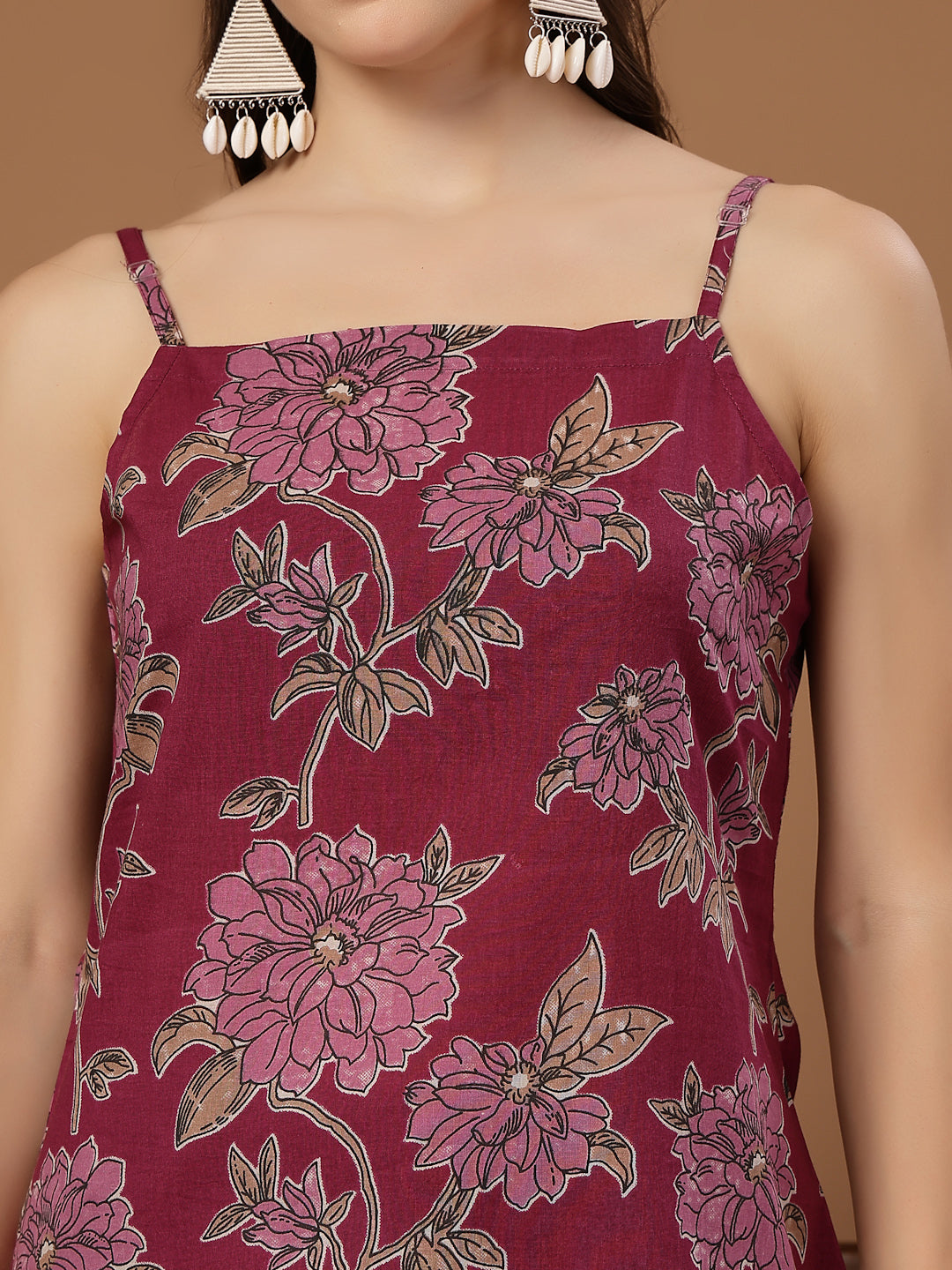 Stylum Women's Pink Floral Printed Cotton Straight Top (TOPPINKCRINGE)