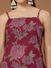 Stylum Women's Pink Floral Printed Cotton Straight Top (TOPPINKCRINGE)