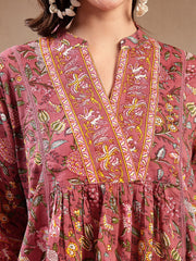 Stylum Women's Pink Floral Printed Cotton Empire Top (TOPPINKRAAGI)