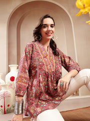 Stylum Women's Pink Floral Printed Cotton Empire Top (TOPPINKRAAGI)