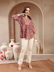 Stylum Women's Pink Floral Printed Cotton Empire Top (TOPPINKRAAGI)