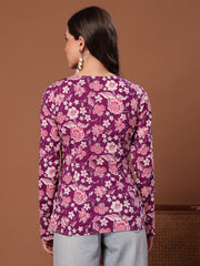 Stylum Women's Purple Floral Printed Cotton Straight Top (TOPPURPLEFIAMA)