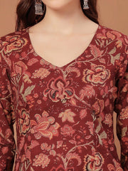 Stylum Women's Red Floral Printed Cotton Straight Top (TOPREDKRISH)