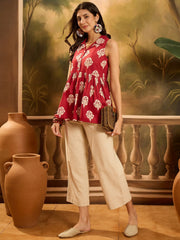 Stylum Women's Red Ethnic Printed Rayon Peplum Top (TOPREDLATTU)