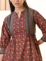 Stylum Women's Rust Ajrakh Printed Cotton Top (TOPRUSTNICO)