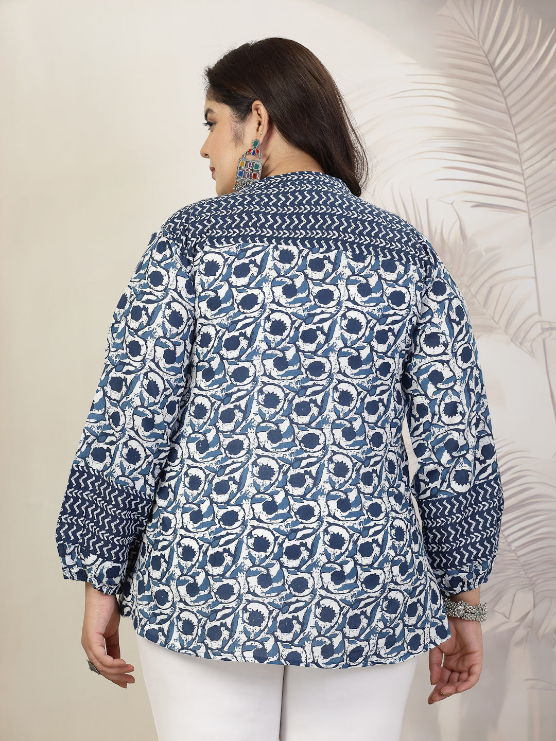Plus Size Women Floral Printed Cotton Top (TOPVENUSPLUS) | DesiQlo