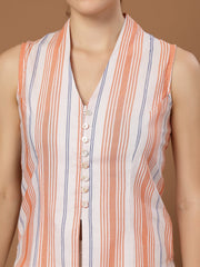 Stylum Women's White Striped Printed Cotton Crop Top (TOPWHITESAHUR)
