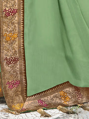 Women's Vichitra Light Green Embellished Designer Saree With Blouse Piece-TRIYA81891