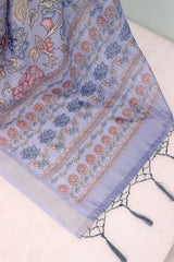 Linen Digital Print Lavender Saree With Unstiched Blouse Piece-MPHL-19-LAVENDER