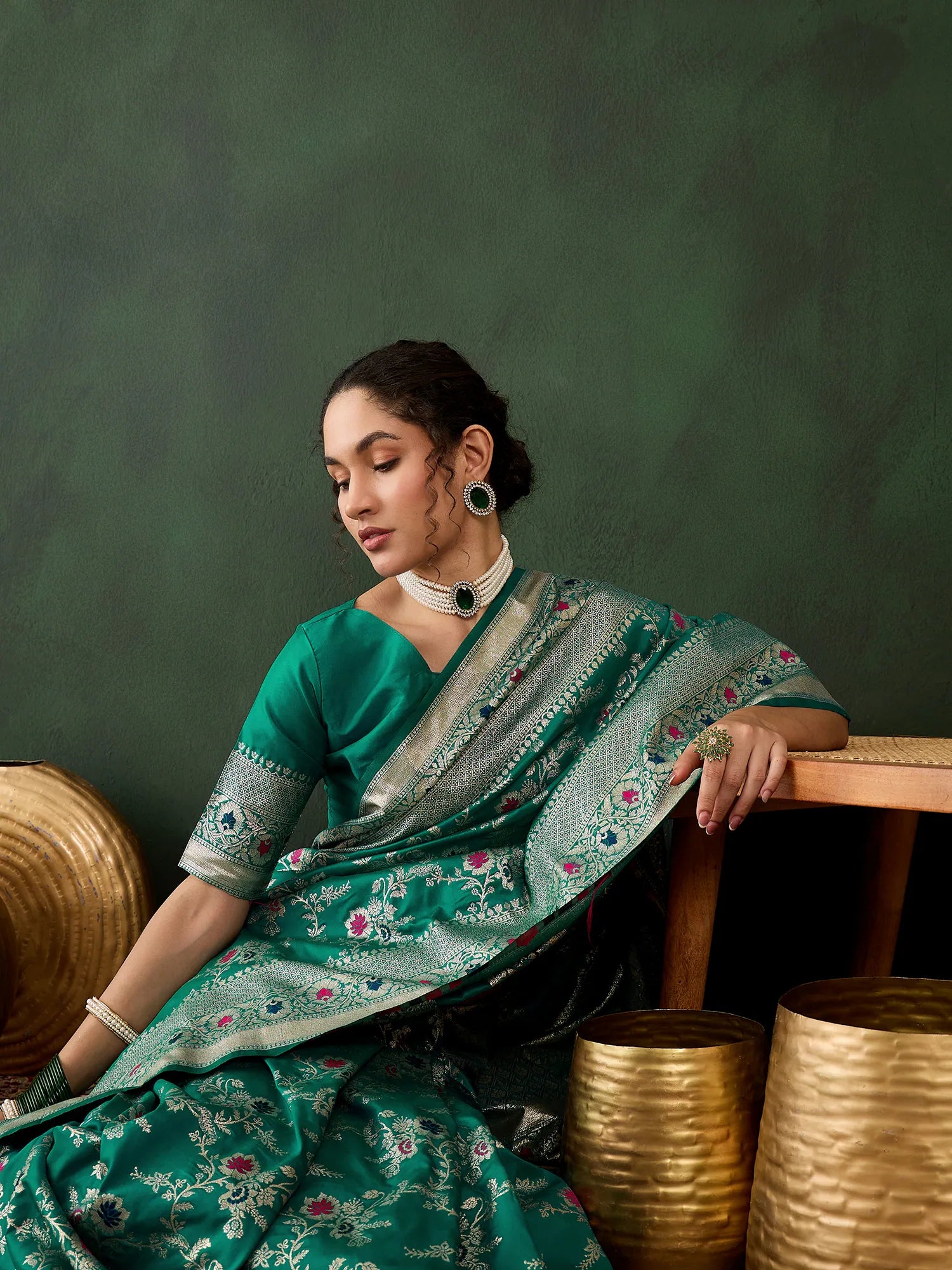 Green Woven Design Saree | Designer Sarees India
