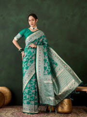 Womens Fashion Ethnic Green Color Sarees-MLSHWSA1459GRN0ONE