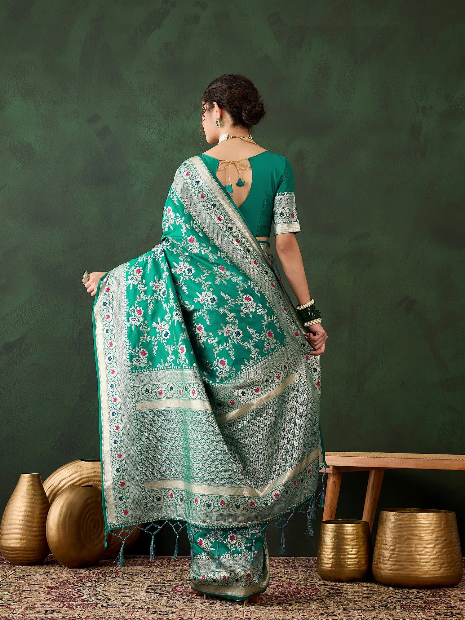 Green Woven Design Saree | Designer Sarees India