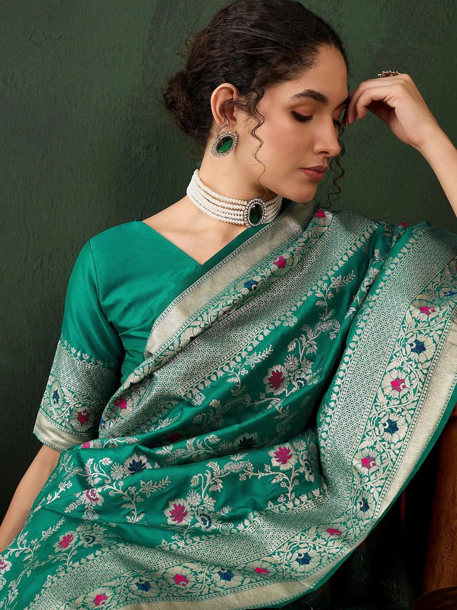 Green Woven Design Saree | Designer Sarees India