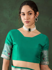 Womens Fashion Ethnic Green Color Sarees-MLSHWSA1459GRN0ONE