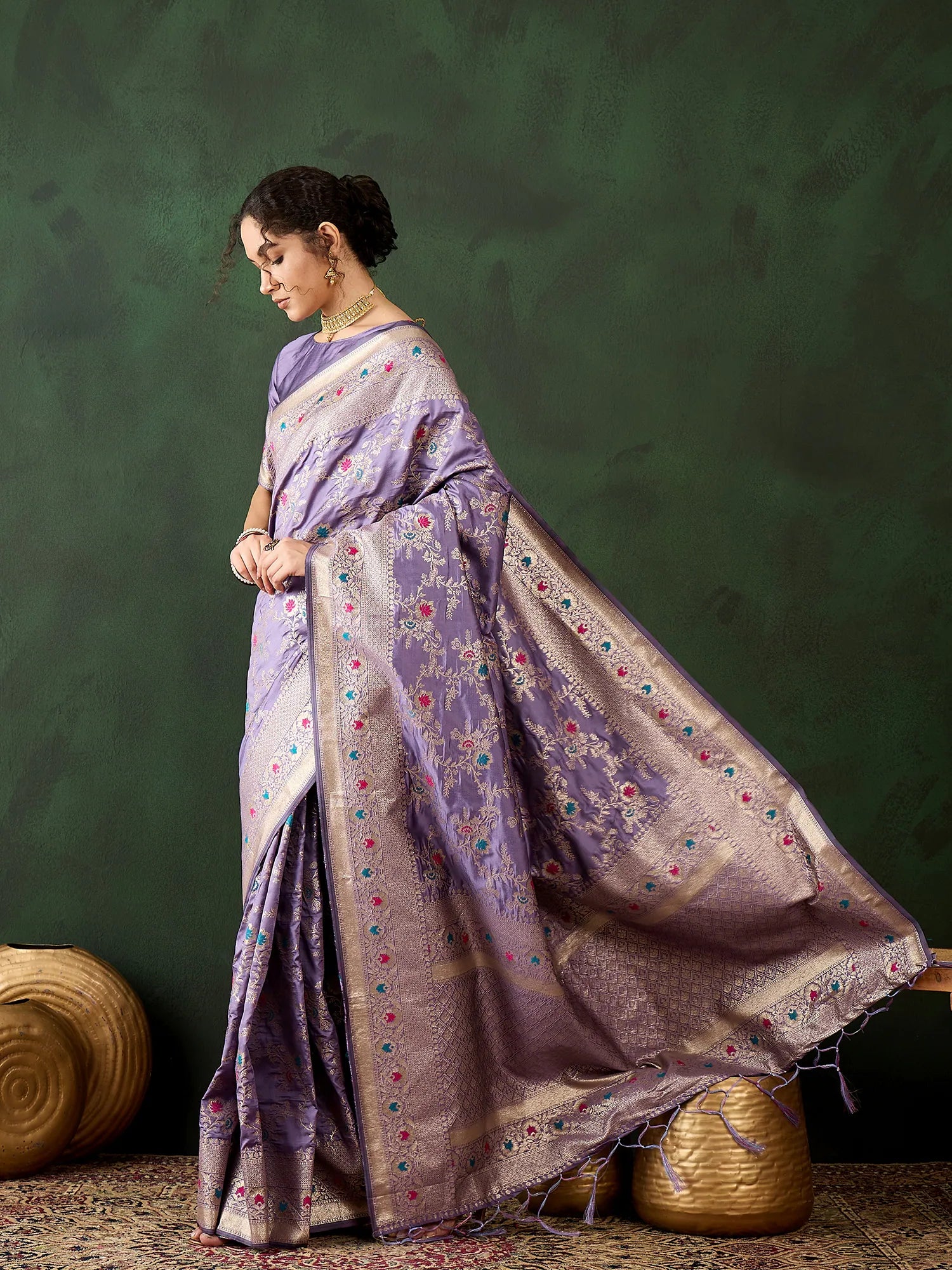 Lavender Polyester Saree | Indian Wedding Sarees