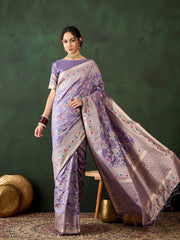 Womens Fashion Ethnic Lavender Color Sarees-MLSHWSA1460LVR0ONE