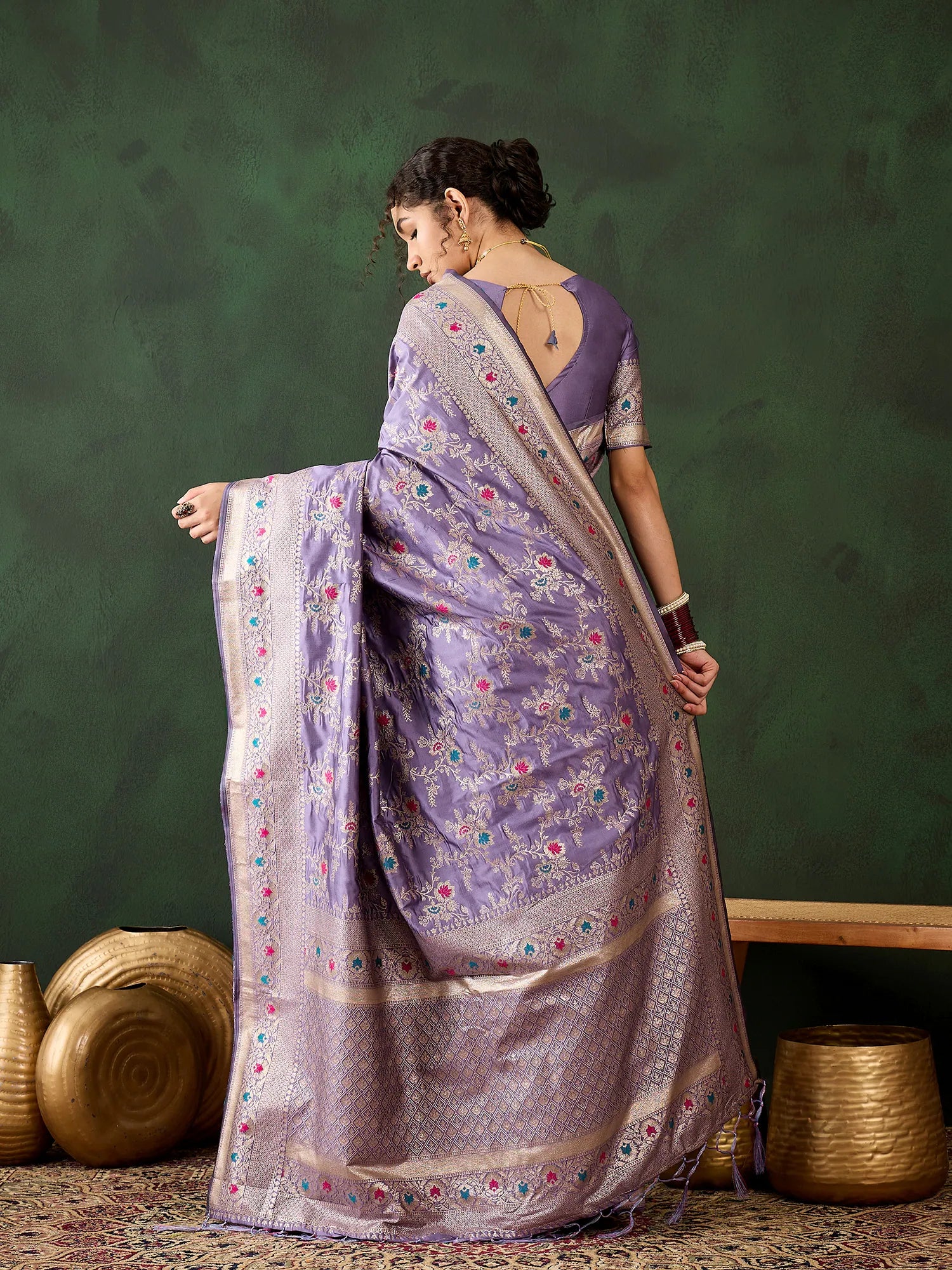 Lavender Polyester Saree | Indian Wedding Sarees