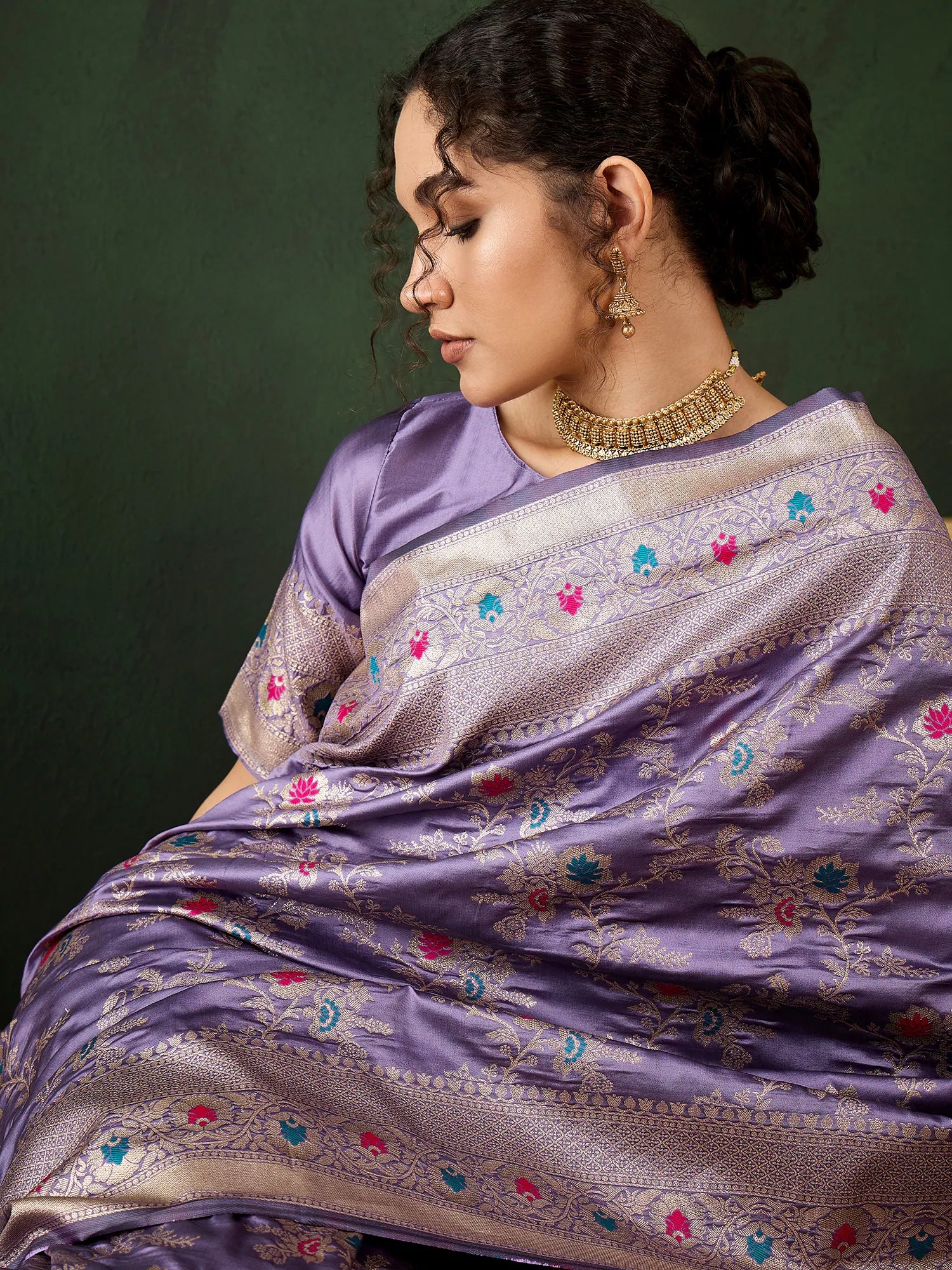 Lavender Polyester Saree | Indian Wedding Sarees