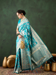 Womens Fashion Ethnic Teal Color Sarees-MLSHWSA1461TEL0ONE