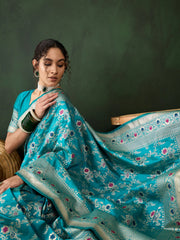 Womens Fashion Ethnic Teal Color Sarees-MLSHWSA1461TEL0ONE