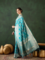 Womens Fashion Ethnic Teal Color Sarees-MLSHWSA1461TEL0ONE