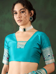 Womens Fashion Ethnic Teal Color Sarees-MLSHWSA1461TEL0ONE