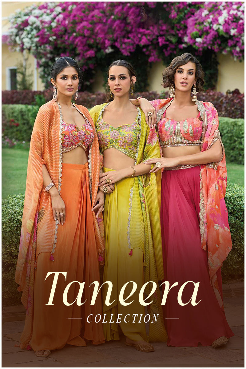 Chiffon Embroidered Sharara Set with Shrug - Pack of 3 Designs | DesiQ