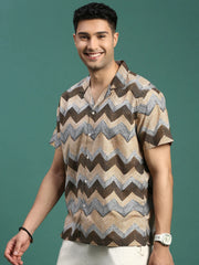 Men Cuban Collar Geometric Multi Relaxed Fit Shirt-Titus-3099-Multi