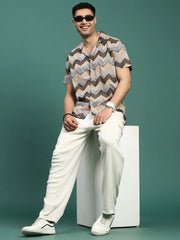 Men Cuban Collar Geometric Multi Relaxed Fit Shirt-Titus-3099-Multi