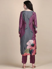 Women Floral Purple Straight Kurta Set-UB-3204-Purple