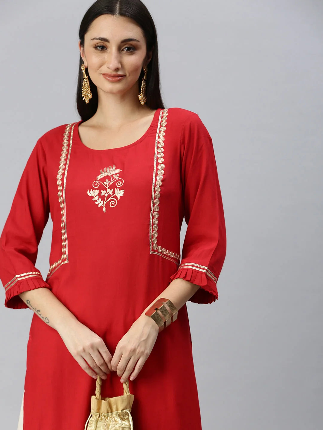 Red Solid Kurta and Palazzo Set | Kurta and Palazzo Set