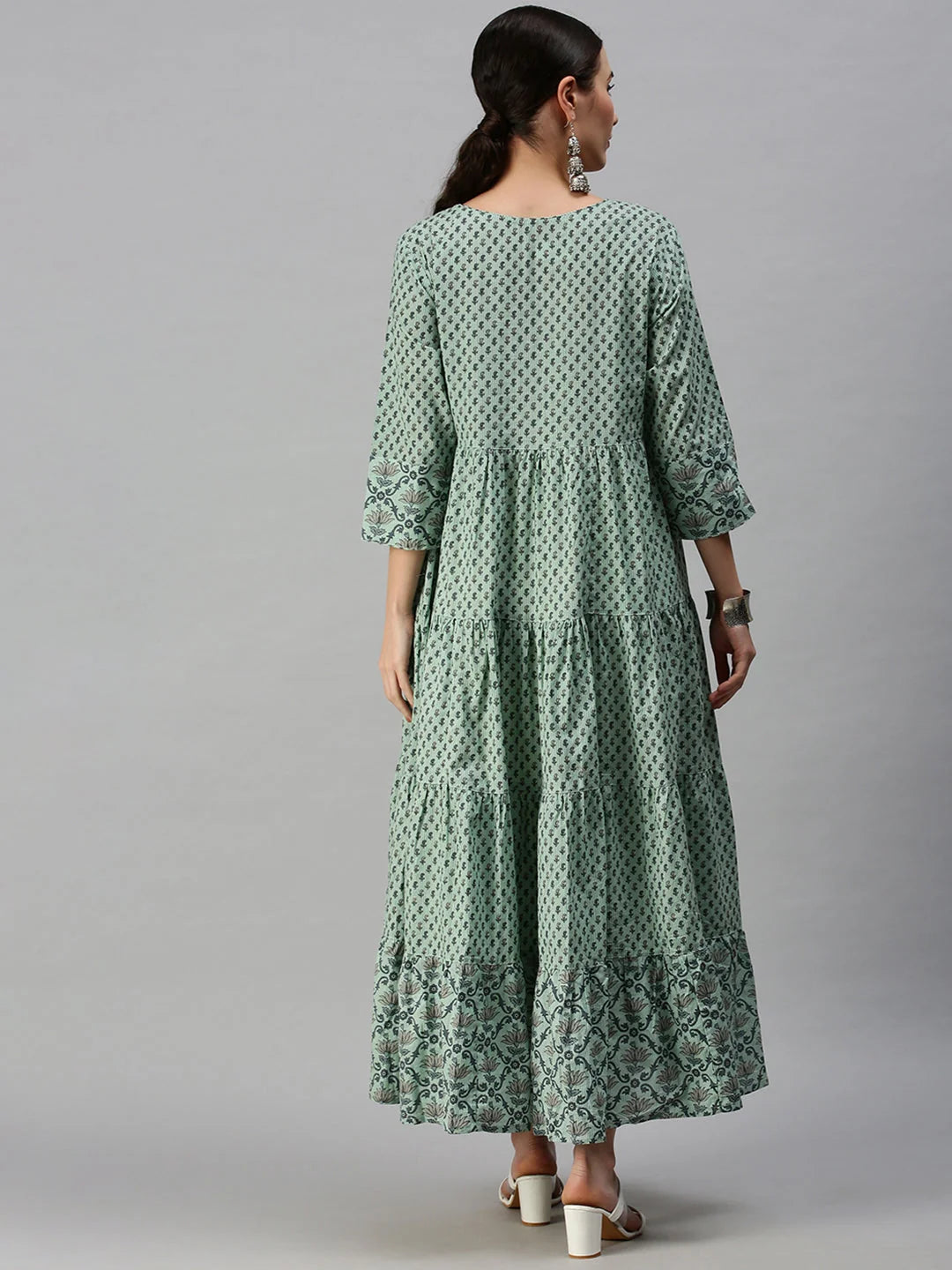 Blue Printed Anarkali Kurta - Women's Floral Anarkali Kurti