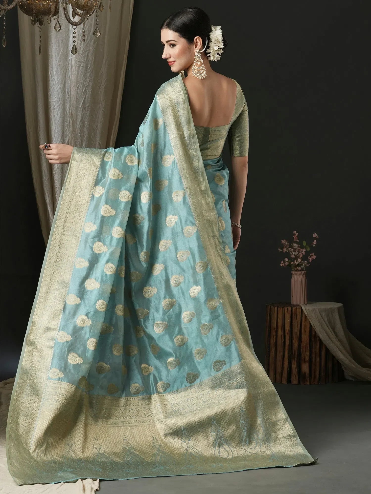 Royal Blue Organza Saree | Designer Sarees India