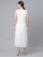 Women Off White Pure Cotton Printed Kurta with Trousers-AHKUPN-COMBO-474