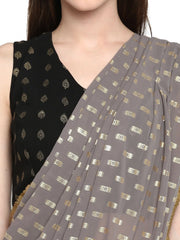 Black Georgette Foil Print Ready to Wear Saree-AHSRBL-SET-12