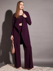 Three Piece Coord Set in Purple Color